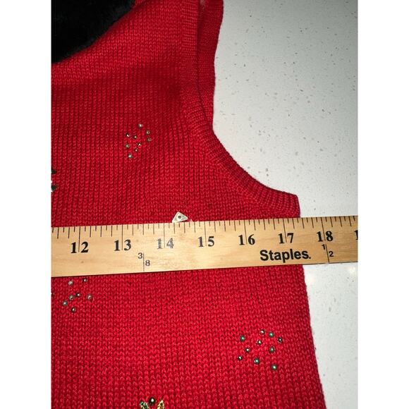 Women’s Christmas Vest sleeveless Fuzzy Collar Snowflakes Christmas Tree S Red - Picture 7 of 9